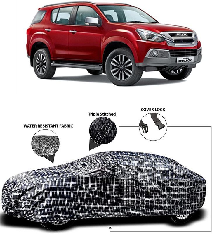 AutoBurn Car Cover For Isuzu MU-X (With Mirror Pockets)  (White, Black)