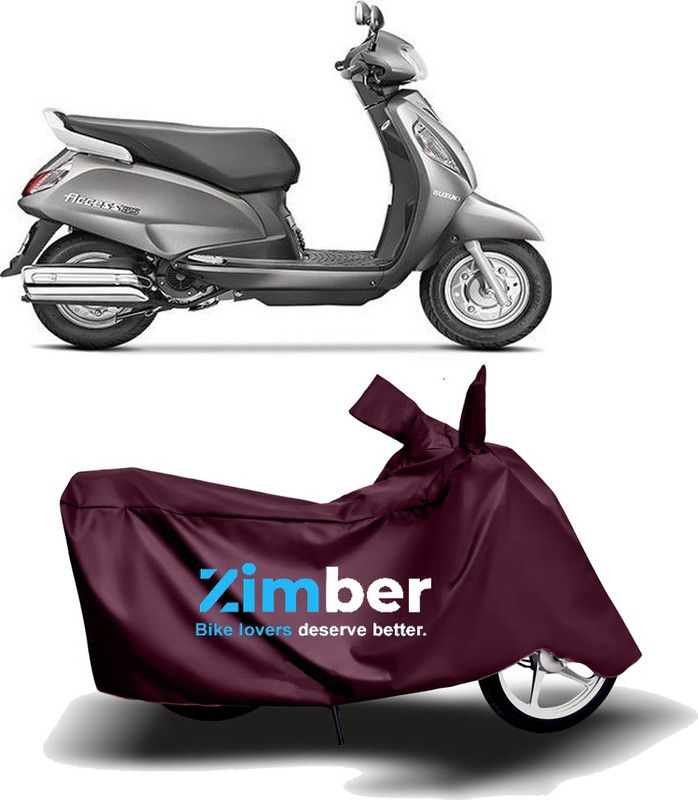 ZIMBER Two Wheeler Cover for Suzuki  (Access 125, Maroon)