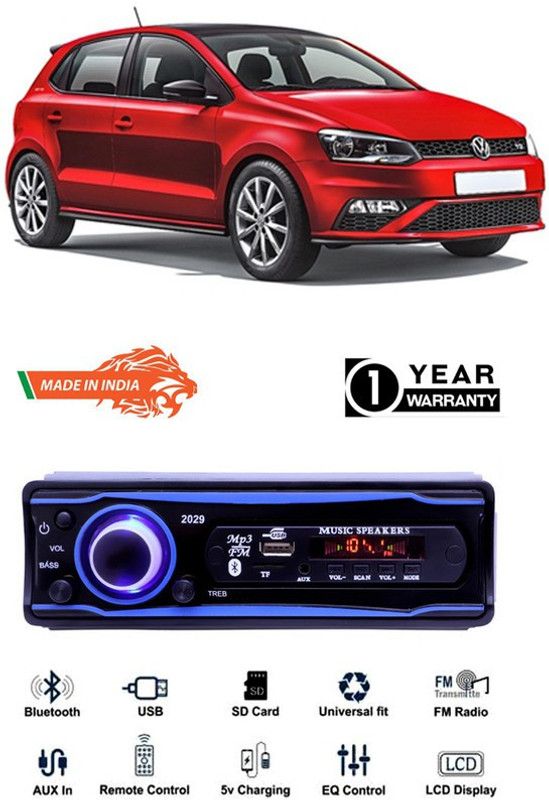 Purpleheart Blue 2029 USB/AUX/SD/BLUETOOTH/FM/MP3 BOOM MASTER STANDARD-PP610 Car Stereo  (Single Din)