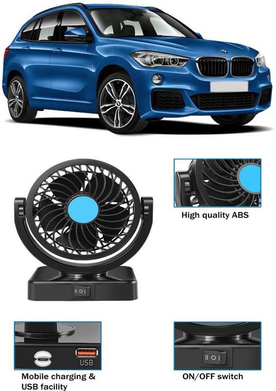 Amulite Car Fan With USB Charging 360 Degree Rotatable Fan-G-068 Car Interior Fan  (12 V)