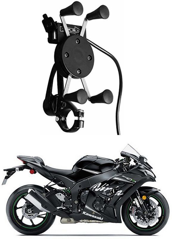 Enfield Works X-Grip Mobile Holder With USB Charger For Bike EW-2917 Bike Mobile Holder  (Black)