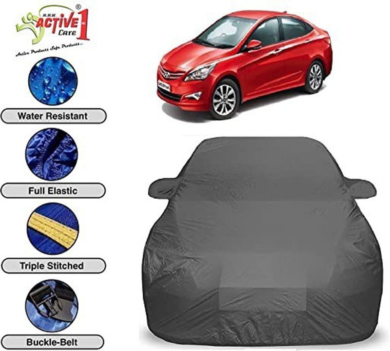 MMW ACTIVE NO. 1 Car Cover For Hyundai Verna (With Mirror Pockets)  (Grey)