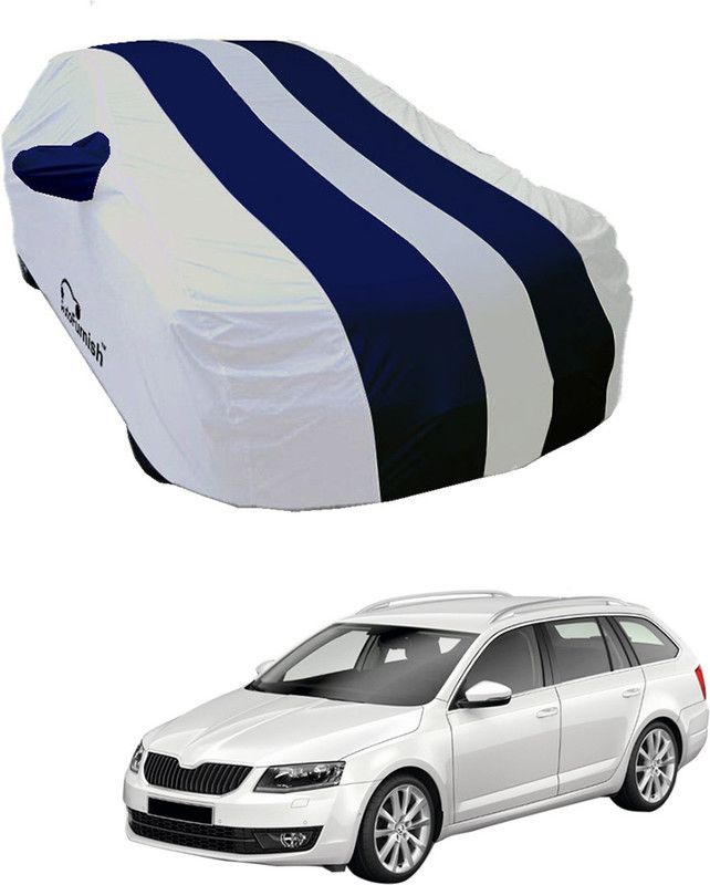 AutoFurnish Car Cover For Skoda Octavia Combi (With Mirror Pockets)  (White, Blue)