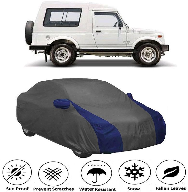 Genipap Car Cover For Maruti Suzuki Gypsy MG-410 (With Mirror Pockets)  (Grey, Blue)