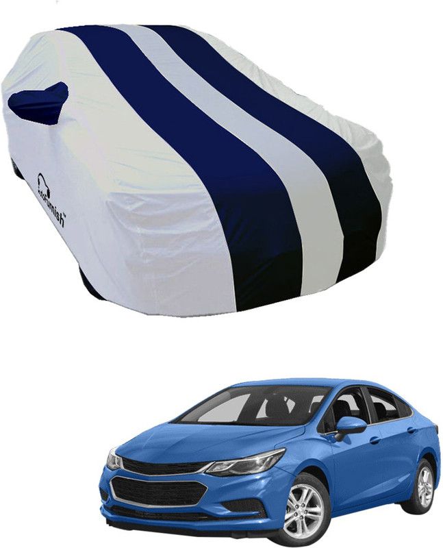 AutoFurnish Car Cover For Chevrolet Cruze (With Mirror Pockets)  (White, Blue)