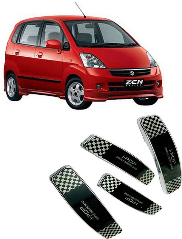 Etradezone Plastic Car Door Guard  (Black, Silver, Pack of 4, Maruti, Zen)