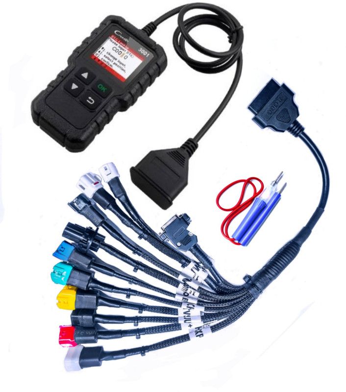 DANLITE TOOLS AND TECHNICIAN LAUNCH BS6 Universal All Bike 11 Molded Cable with OBD Scanner, Continuity Cable OBD Interface