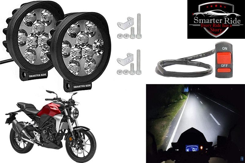 SMARTER RIDE Waterproof 9 Cap LED Fog Light with Switch for Honda CB1000R Plus Headlight, Fog Lamp Motorbike LED for Honda (12 V, 15 W)  (CB Unicorn Dazzler, Pack of 3)