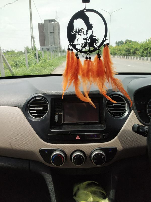 MODERNINNOVATOR Lord Hanuman Face God Bajrang Bali Murti - Metal Idol with Golden Electroplating to Worship & Gain Prosperity Ideal for Home Office Religious Gift or Car Dashboard Car Hanging Ornament  (Pack of 1)