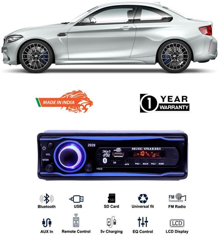 Bluedrum Blue 2029 USB/AUX/SD/BLUETOOTH/FM/MP3 BOOM MASTER STANDARD- B-D63 Car Stereo  (Single Din)