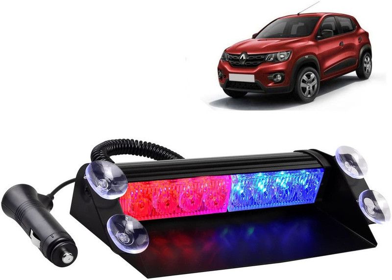 Selifaur 313 - 8 LED High Intensity Windshield Emergency Strobe Lights || Vehicles Interior Roof Hazard Warning LED Flash Light (Blue&Red)for Kwid Car Flashlight Holder