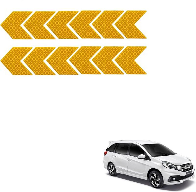 SEMAPHORE High-Intensity Reflective Safety Warning Arrow Decals(Yellow) For Honda Mobilio 50 mm x 0.04 m Yellow Reflective Tape  (Pack of 12)