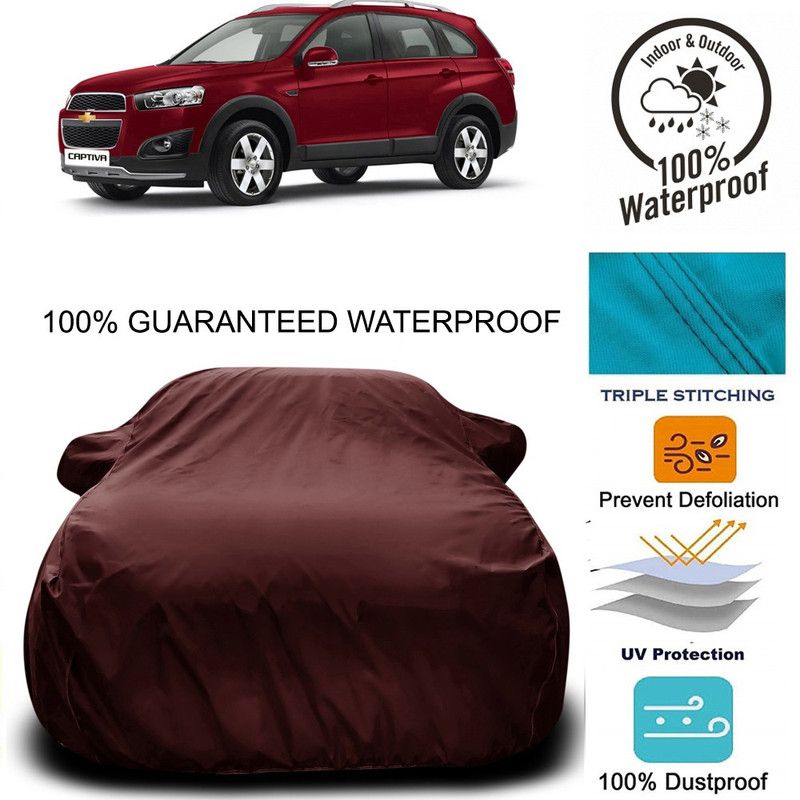 Genipap Car Cover For Chevrolet Captiva (With Mirror Pockets)  (Maroon)