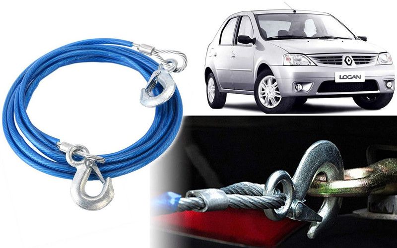 Selifaur DT171 - 12mm Heavy Duty 4Mtr 8000kgs Car Auto Full Steel Towing Tow Cable Rope For Logan 4 m Towing Cable  (Steel, Plastic, 8000 kg Pull Capacity)