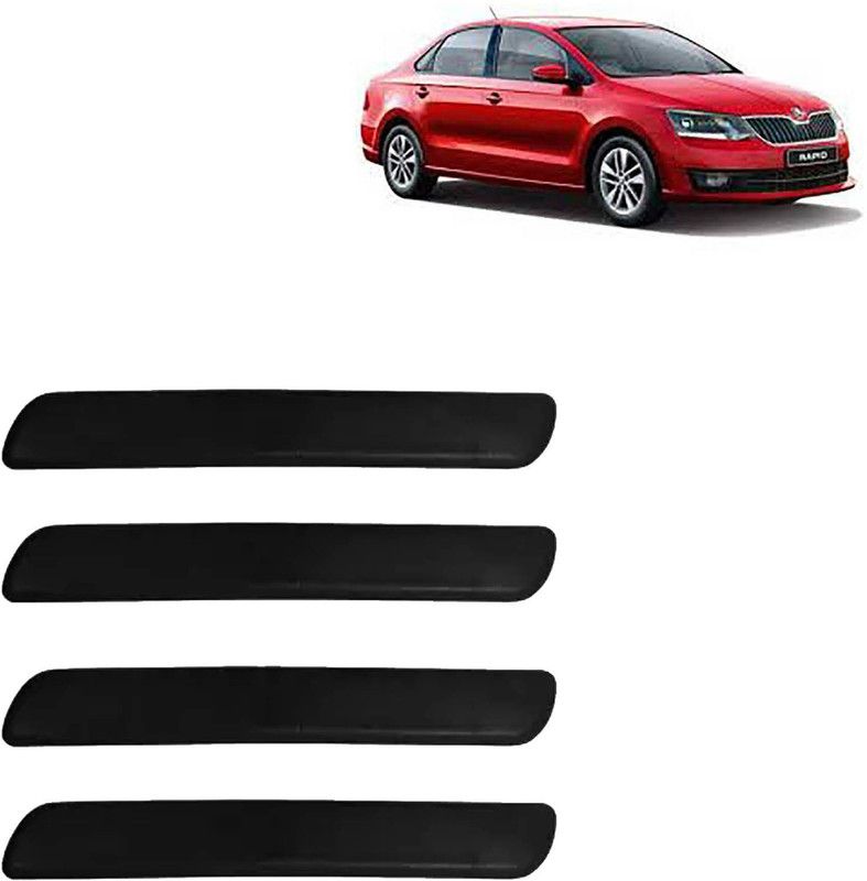 Rhtdm Silicone Car Bumper Guard  (Black, Pack of 4, Skoda, Rapid)