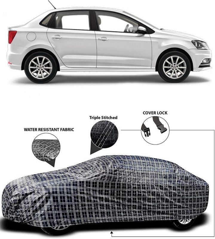 ARN Car Cover For Volkswagen Ameo (With Mirror Pockets)  (White, Black)