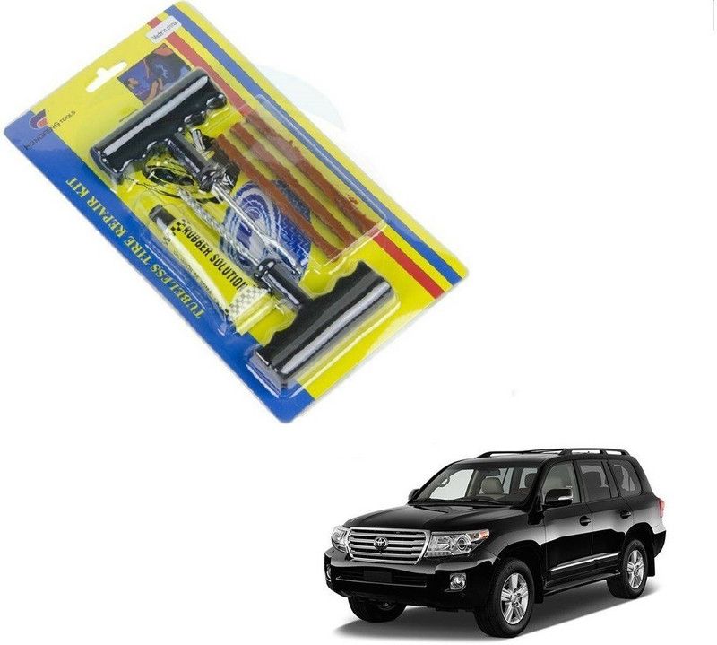 AuTO ADDiCT Car 6 Pieces Tool Safety With 3 Strip Tubeless Tyre Puncture Repair Kit For Toyota Land Cruiser Tubeless Tyre Puncture Repair Kit