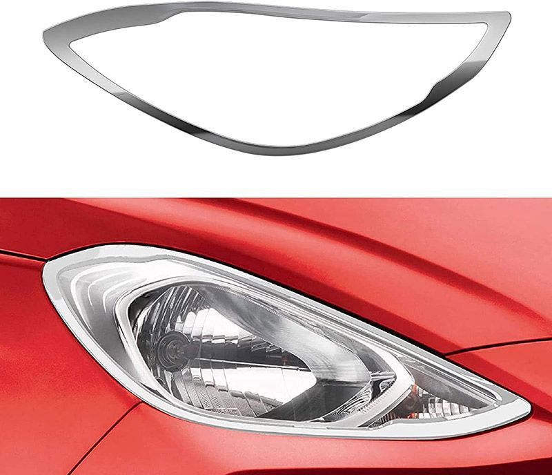 GOODZYLO Head LampLight Garnish Cover Compatible 2018 Onward For Chrome HYUNDAI Santro Front Garnish