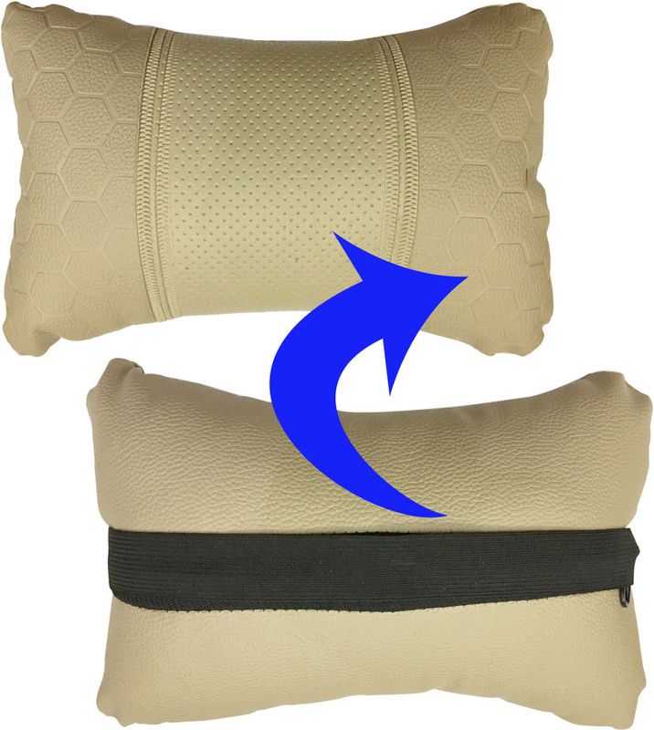 KANDID Beige Leatherite Car Pillow Cushion for Mahindra  (Rectangular, Pack of 2)