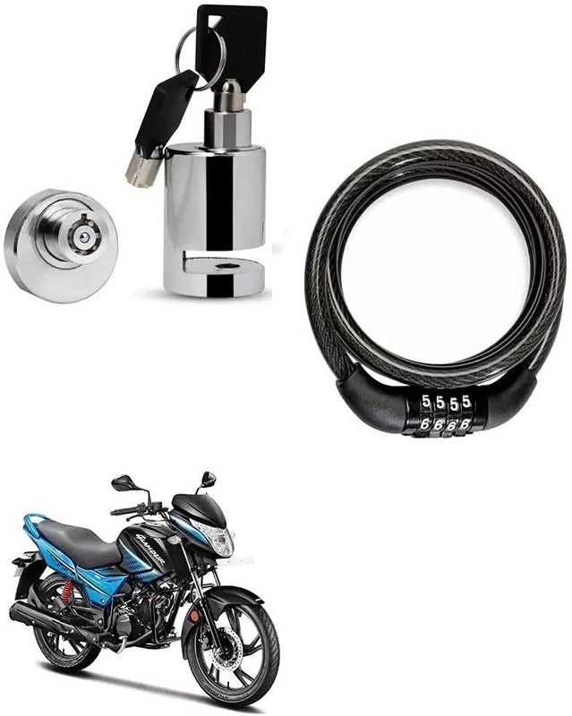 AS TRADERS Heavy Duty Disc Brake Lock with Heavy Number Lock for Hero Glamour i3s Disc Lock, Cable Lock  (Black, Silver)