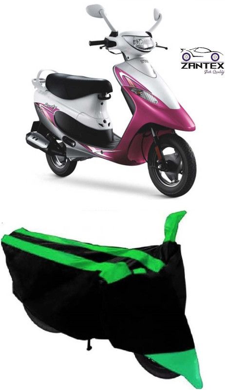 ZANTEX Two Wheeler Cover for TVS  (Scooty Pep+, Black, Green)