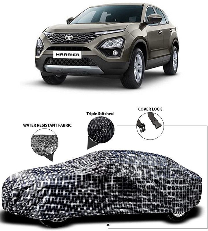 ARN Car Cover For Tata Harrier (With Mirror Pockets)  (White, Black)