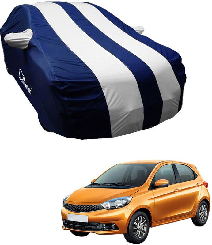 AutoFurnish Car Cover For Tata Tiago (With Mirror Pockets)  (Blue, Silver)