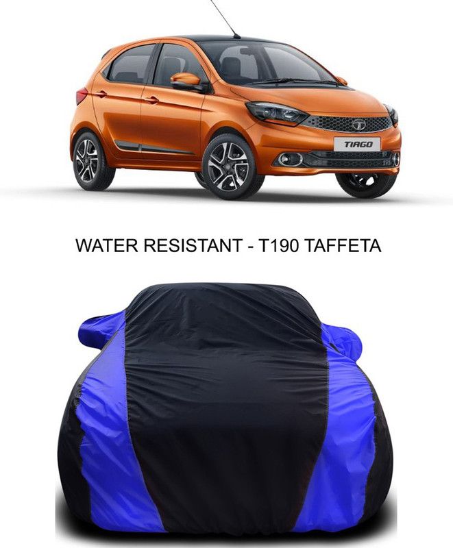 Ascension Car Cover For Tata Tiago (With Mirror Pockets)  (Black, Blue)
