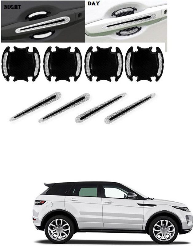 PECUNIA Car Door Handle Scratch Cover Sticker Protective Film Pad & Carbon Fiber Striation Bowl Decal Warning Sticker Reflective Strips (8PCS Silver) C37 Car Beading Roll For Bumper, Door  (8 m)