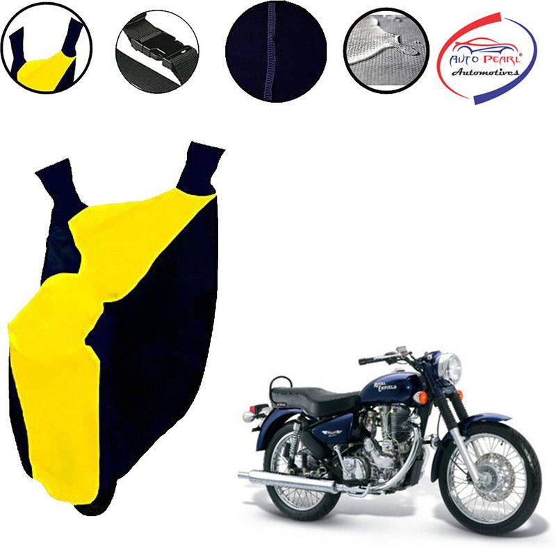 AUTO PEARL Two Wheeler Cover for Royal Enfield  (Bullet 500, Yellow, Blue)