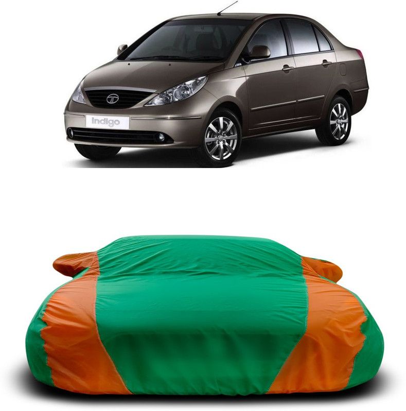 Ascension Car Cover For Tata Indigo CS (With Mirror Pockets)  (Green, Orange)