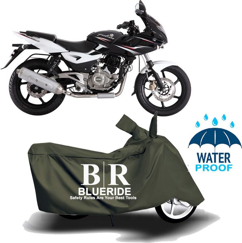 BLUERIDE Two Wheeler Cover for Bajaj  (Pulsar 220F, Green)