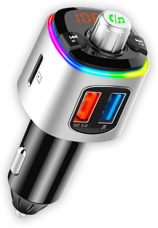Crust v5.0 Car Bluetooth Device with FM Transmitter, Car Charger, Audio Receiver, MP3 Player, Adapter Dongle, Transmitter  (Silver)