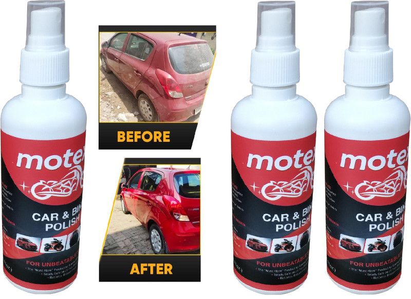 MOTEXO Liquid Car Polish for Chrome Accent, Bumper, Windscreen, Metal Parts, Leather, Headlight, Dashboard  (600 ml, Pack of 3)