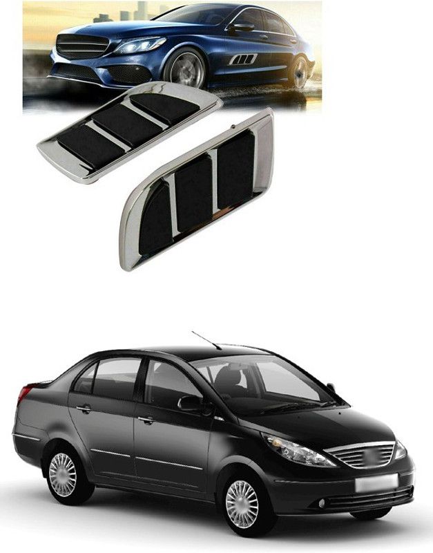 PRTEK Car Fender Side Vents ABS Fender Stickers Decorative Air Flow Intake Hole Grille Spoiler Auto Exterior A216 Matte, Glossy, Chrome Tata Indigo Manza Side Garnish