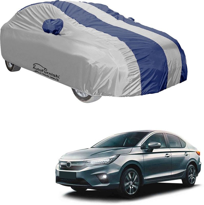 AutoFurnish Car Cover For Honda City (With Mirror Pockets)  (Blue, Silver)