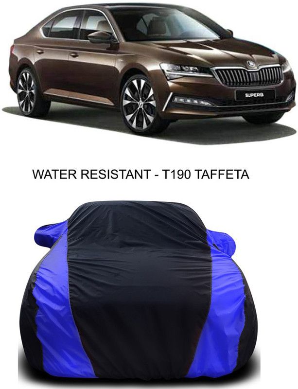 Ascension Car Cover For Skoda Superb (With Mirror Pockets)  (Black, Blue)