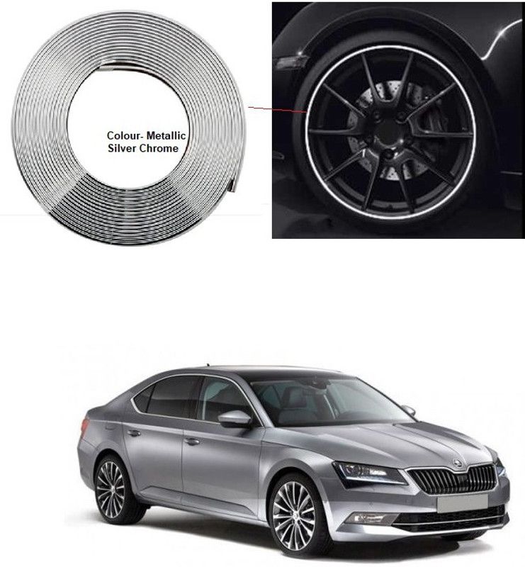 PRTEK ar Beading Exterior Chromium Plated (Colour Chrome Silver) for Exterior Rim, Grill, Headlight, Back Light, Wheel, Hub, Stickon A205 Car Beading Roll For Grill and Garnish Cover  (5 m)