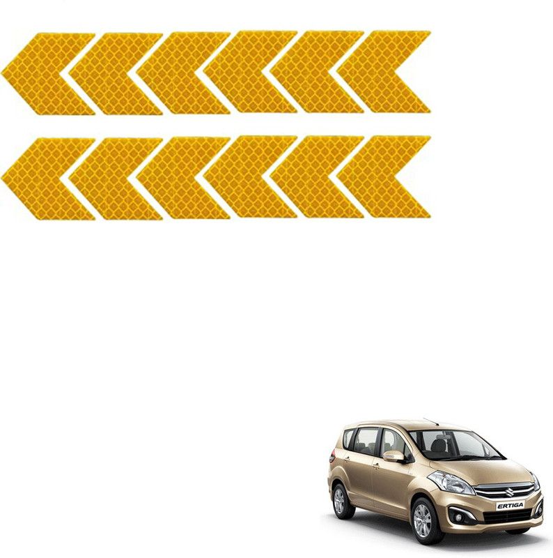 SEMAPHORE High-Intensity Reflective Safety Warning Arrow Decals(Yellow) For Maruti Ertiga 50 mm x 0.04 m Yellow Reflective Tape  (Pack of 12)