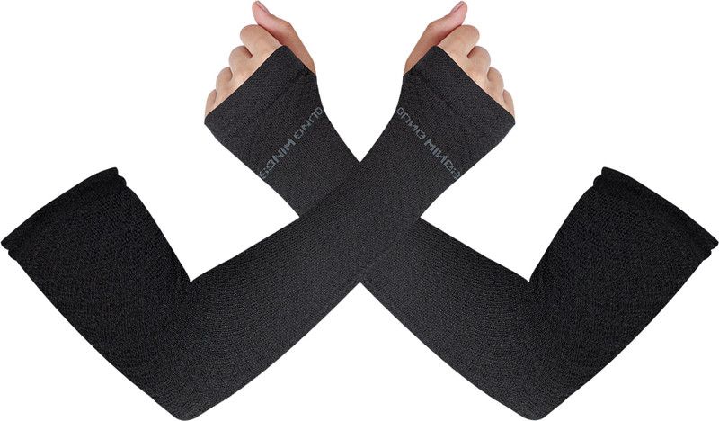 Young Wings Cotton Arm Sleeve For Women  (Free, Black)