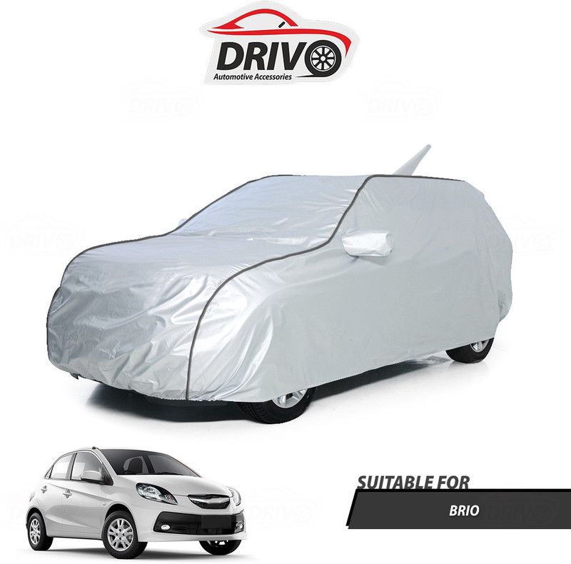 Drivo Car Cover For Honda Brio (With Mirror Pockets)  (Silver)