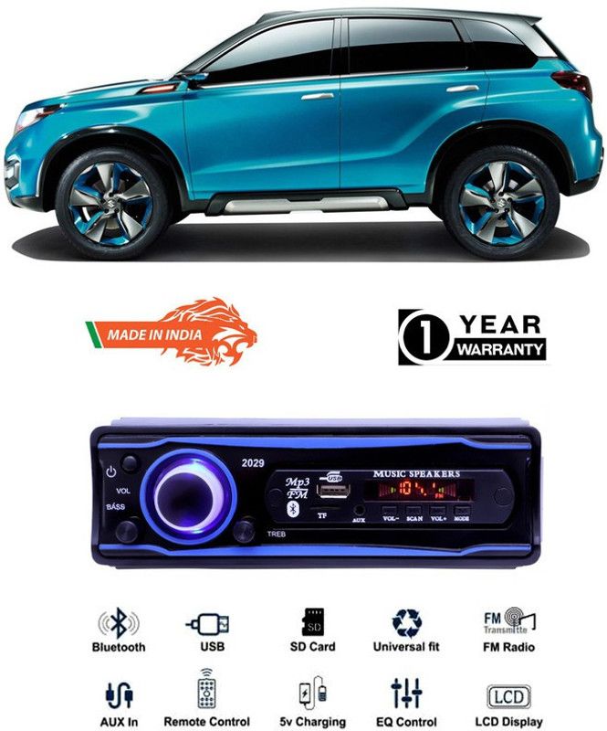 Genipap Blue 2029 USB/AUX/SD/BLUETOOTH/FM/MP3 BOOM MASTER STANDARD- GP347 Car Stereo  (Single Din)