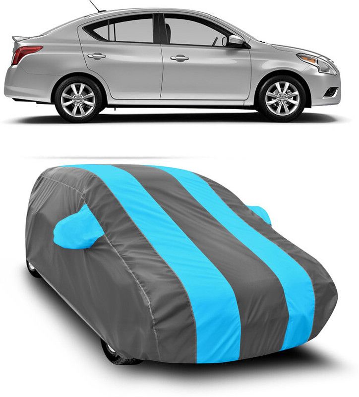 AutoTiger Car Cover For Nissan Sunny Facelift (With Mirror Pockets)  (Grey, Blue)