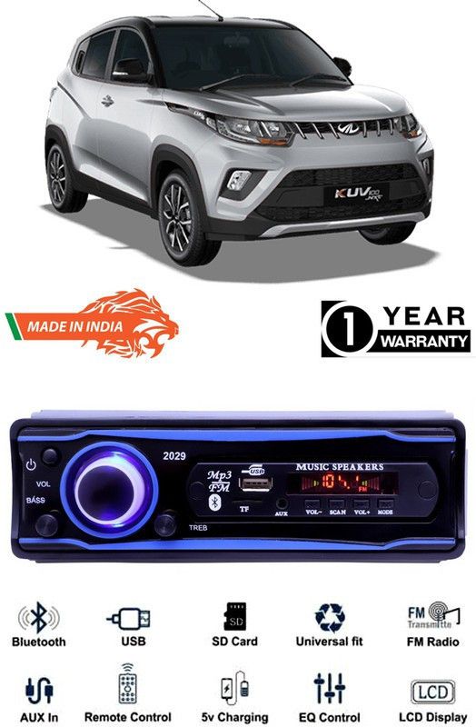 AutoTiger Blue 2029 USB/AUX/SD/BLUETOOTH/FM/MP3 BOOM MASTER STANDARD-AT268 Car Stereo  (Single Din)