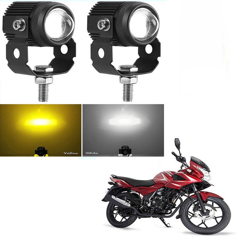 RawatZ DC Power Mini Driving Light 2 Color White & Yellow Spot Beam (Pack of 2)-023 Fog Lamp Motorbike LED for Bajaj (12 V, 20 W)  (Discover 150 F, Pack of 2)
