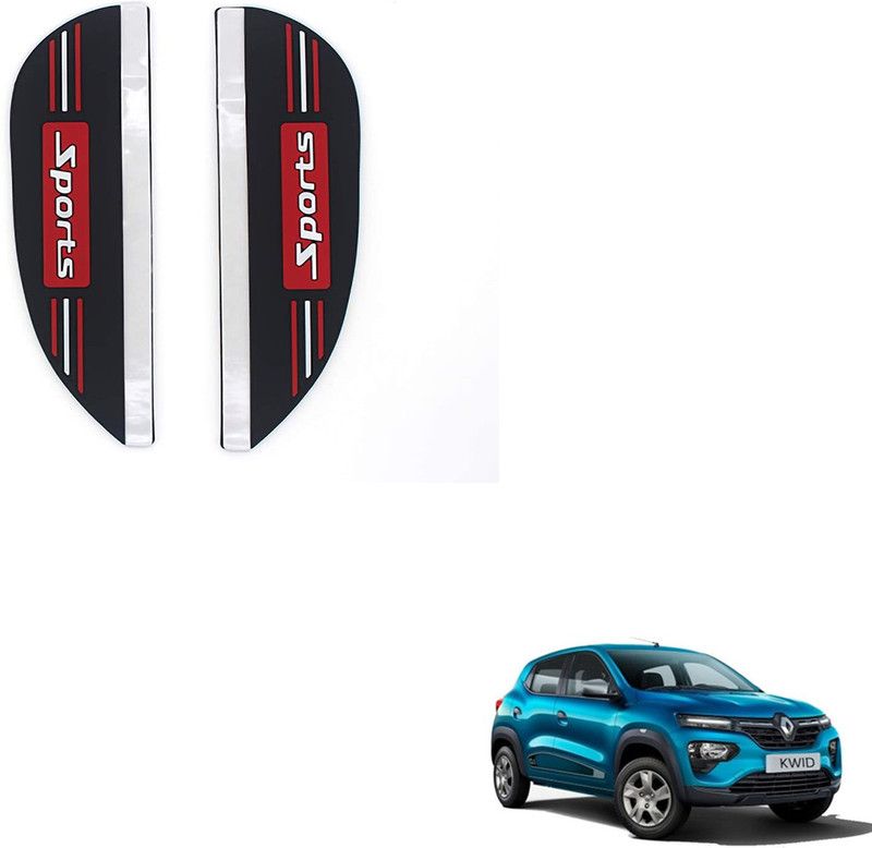 SEMAPHORE 2 Pcs Mirror Rain Guard Sports Eyebrow Renault KWID Car Mirror Rain Blocker  (Black, Red)