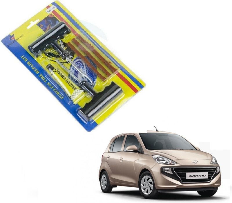 AuTO ADDiCT Car 6 Pieces Tool Safety With 3 Strip Tubeless Tyre Puncture Repair Kit For Hyundai Santro New 2018 Tubeless Tyre Puncture Repair Kit
