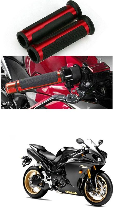 PRTEK 7/8 Handle Bar CNC Aluminum Rubber Handlebar Hand Grips 98 Handle Bar Grip For Universal For Bike NA  (Pack of 2)