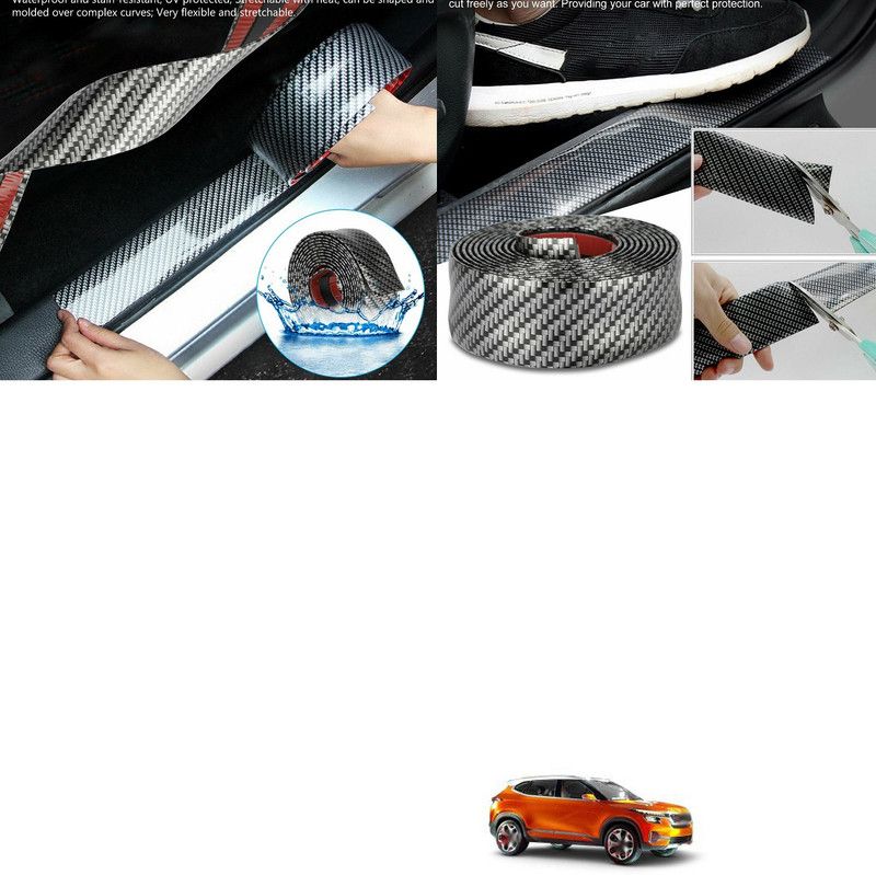 XZRTZ Universal Carbon Fibre Car Door Sill Guards Protector Self-Adhesive Flexible Car Sticker Protector for Car SUV Truck Door Entry Guards, A107 Car Spoiler