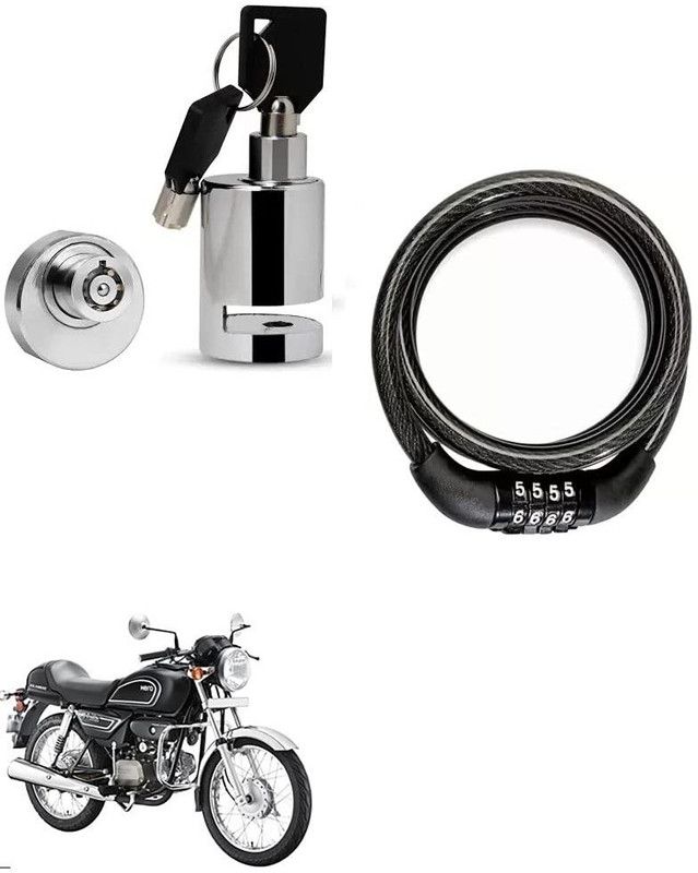 AS TRADERS Heavy Duty Disc Brake Lock with Heavy Number Lock for Hero Splendor Pro Classic Disc Lock, Cable Lock  (Black, Silver)